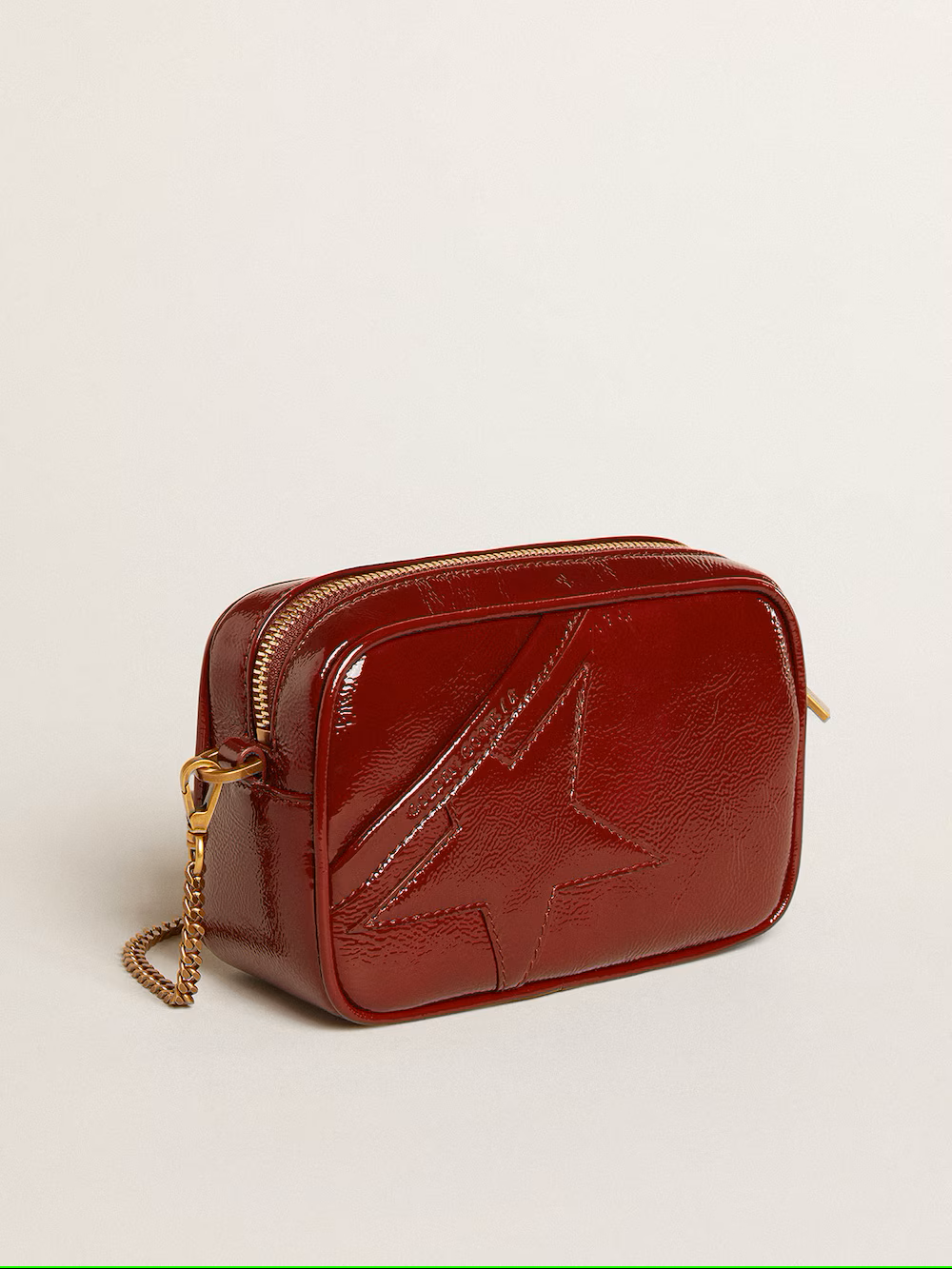 Mini Star Bag in vernice bordeaux con stella tono su tono