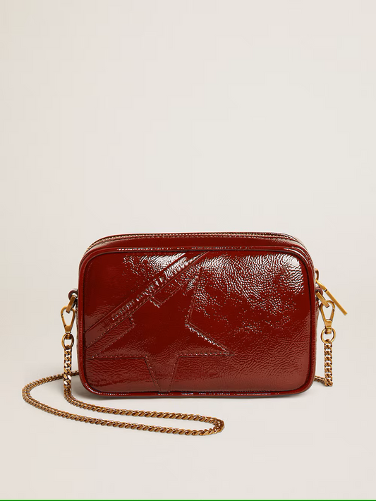 Mini Star Bag in vernice bordeaux con stella tono su tono