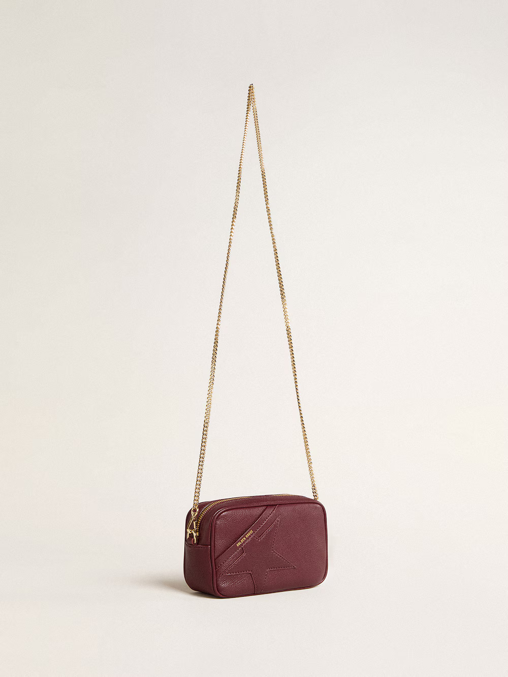 Mini Star Bag in pelle rosso vino con stella tono su tono