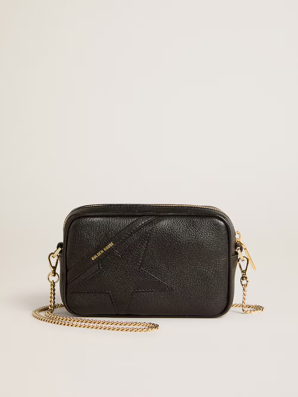 Mini Star Bag in black leather with tone-on-tone star