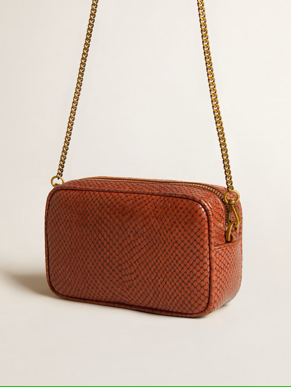 Mini Star Bag in pelle stampa serpente color ruggine