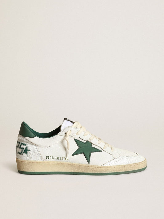 Women's Ball Star in white nappa leather with green leather star and heel tab