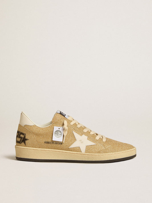 Ball Star in golden Swarovski crystals with milk-white leather star