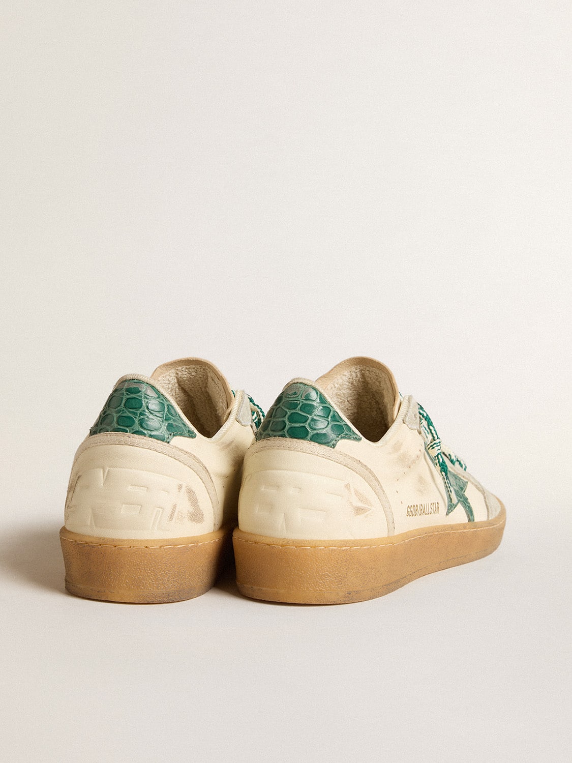 Women's Ball Star LTD in nappa with green crocodile-print leather star