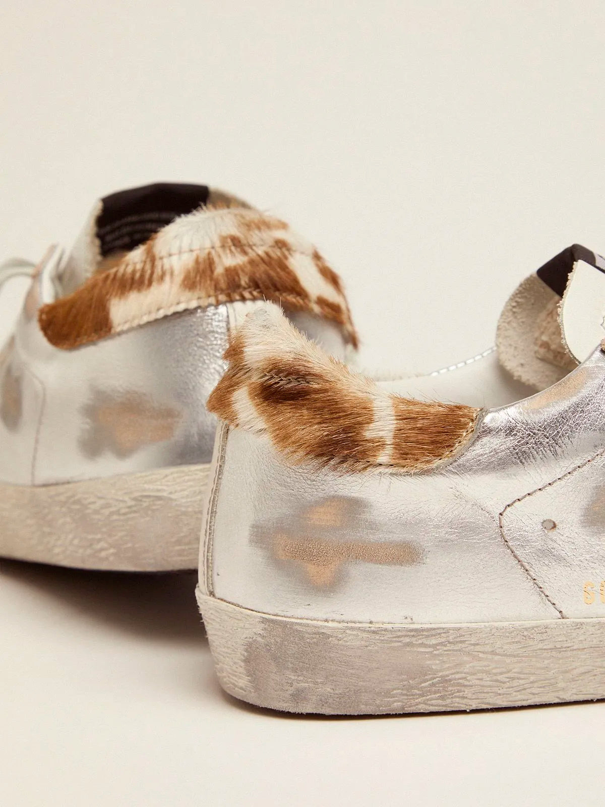 Laminated Super-Star sneakers with animal-print heel tab