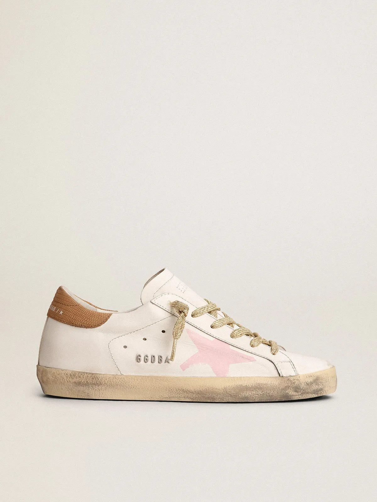 Super-Star LTD-Sneaker mit rosa Siebdruckstern und Fersenlasche aus Leder mit Schlangenmuster