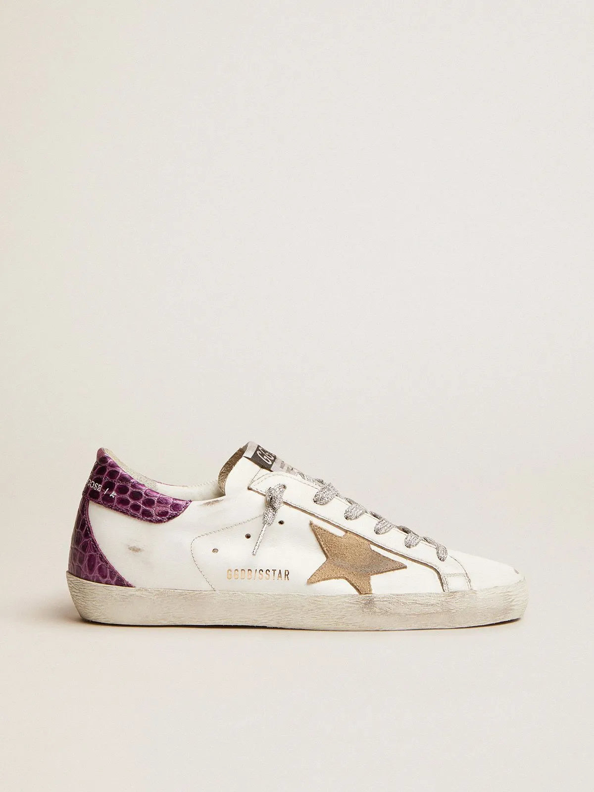 Sneakers Super-Star LTD con talloncino in pelle stampa coccodrillo viola