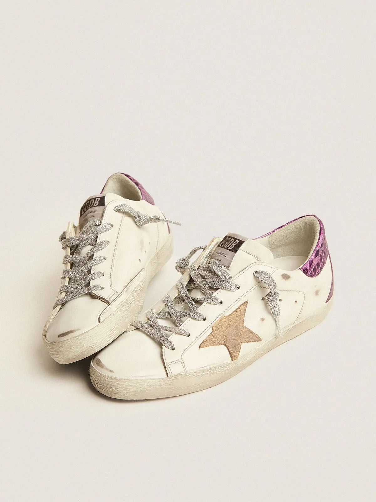 Sneakers Super-Star LTD con talloncino in pelle stampa coccodrillo viola