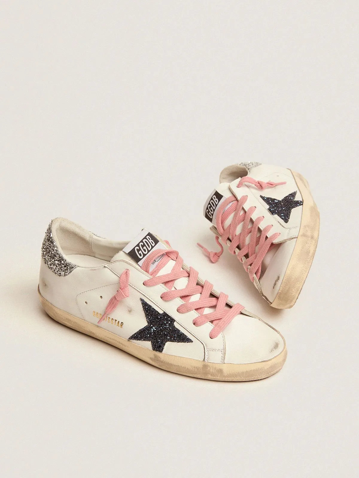 Super-Star LTD-Sneaker mit farbigem Glitzerstern und Fersenlasche