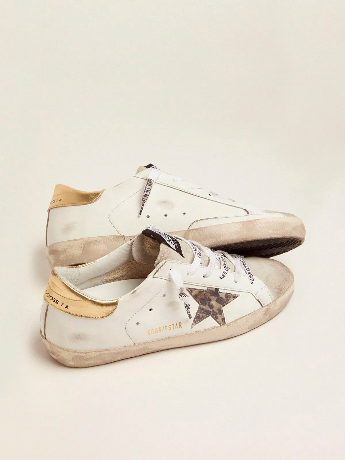 Sneakers Super-Star bianche con stella leopardata