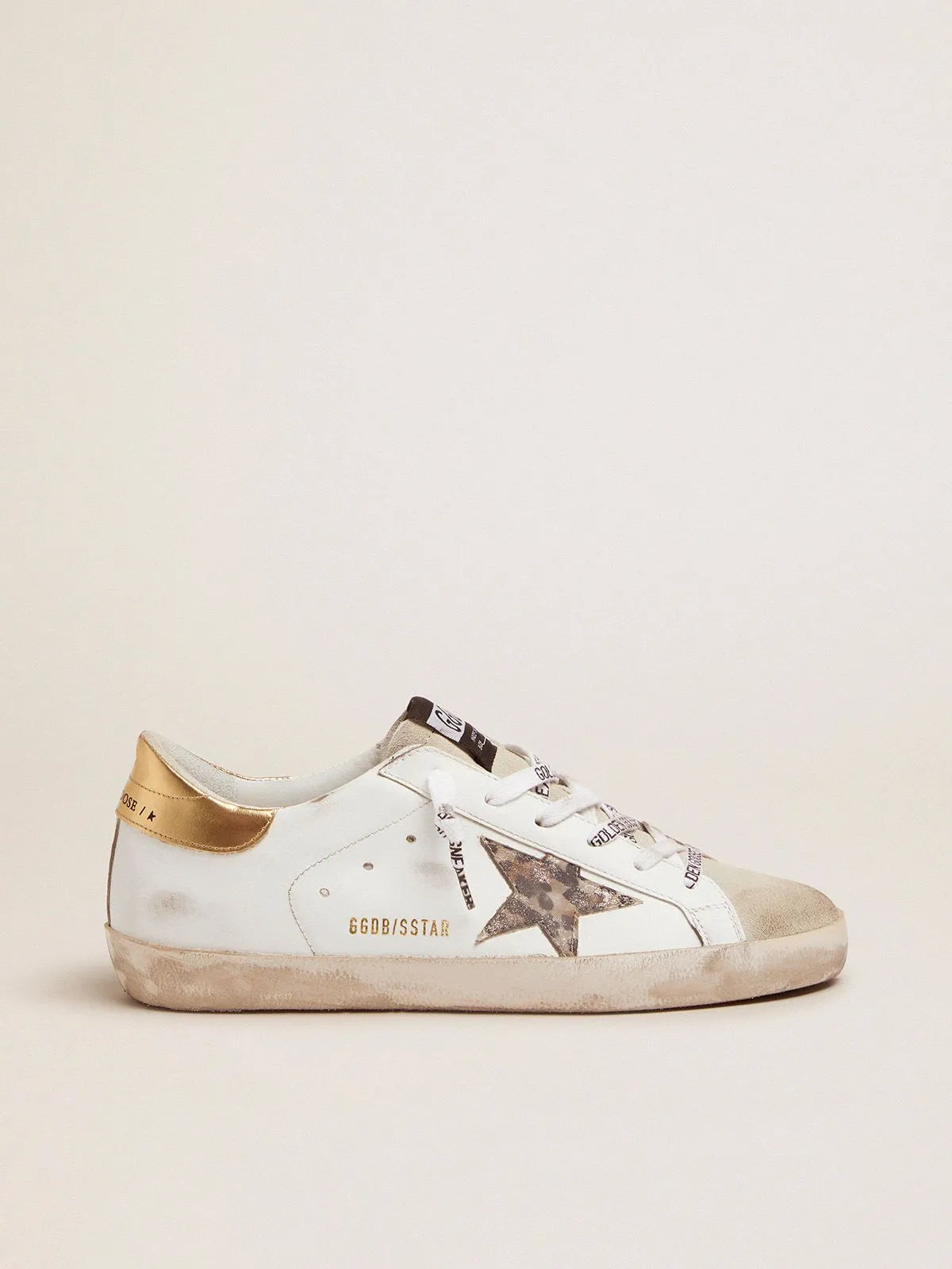 Sneakers Super-Star bianche con stella leopardata