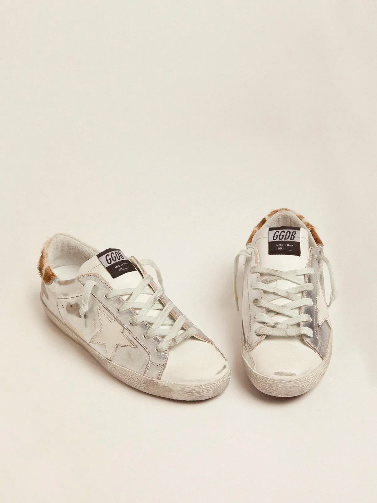 Laminated Super-Star sneakers with animal-print heel tab