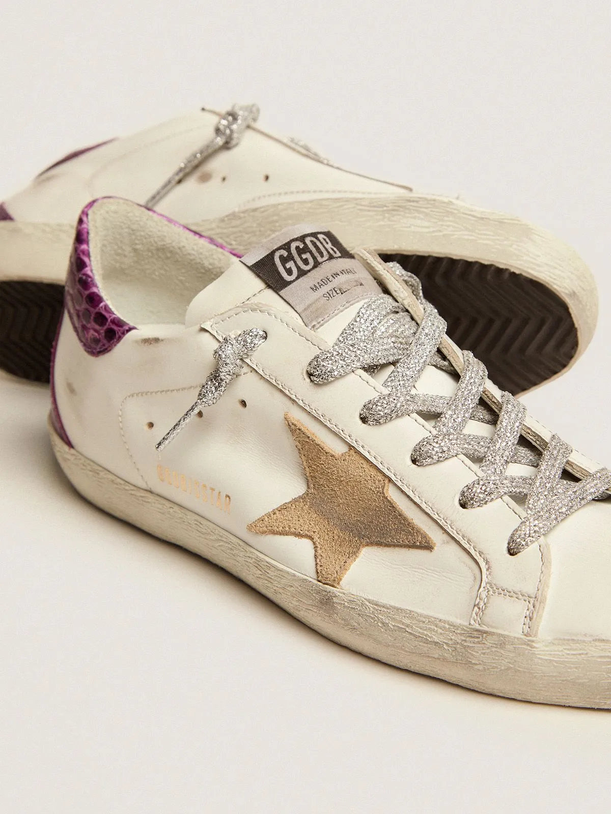 Sneakers Super-Star LTD con talloncino in pelle stampa coccodrillo viola