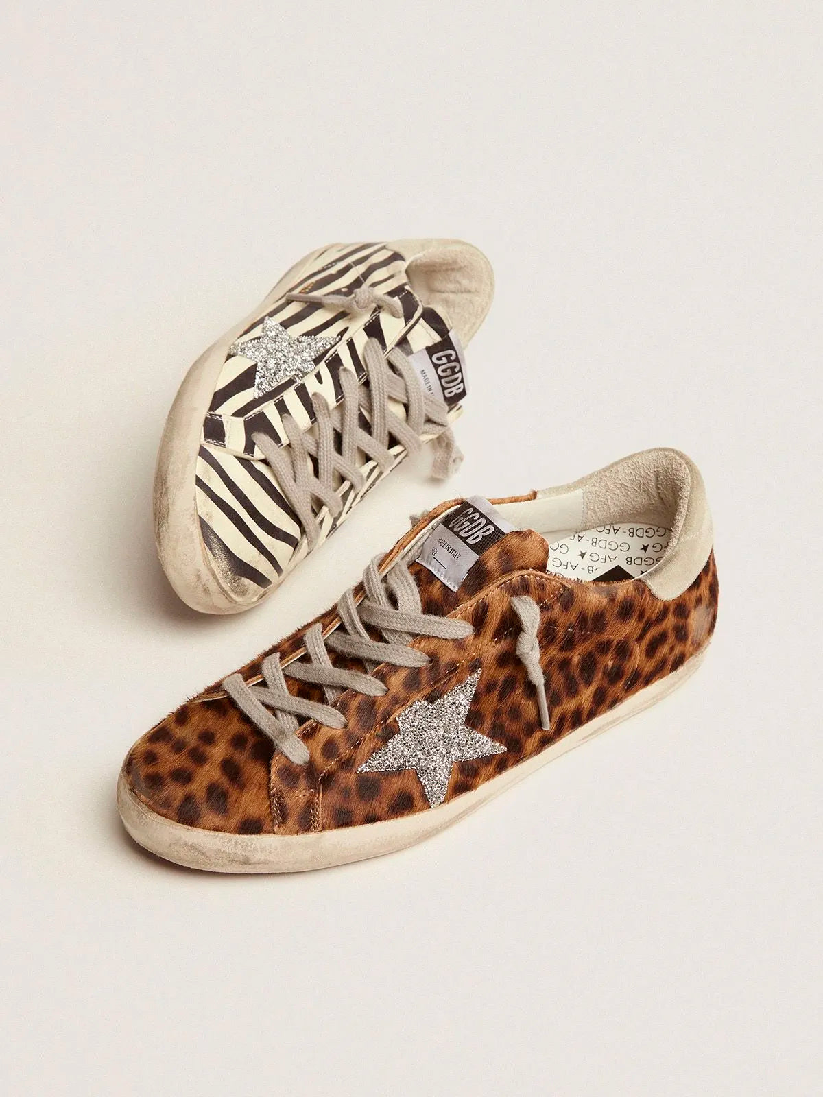 Sneakers Super-Star LTD in cavallino stampa animalier con stella in cristalli Swarovski