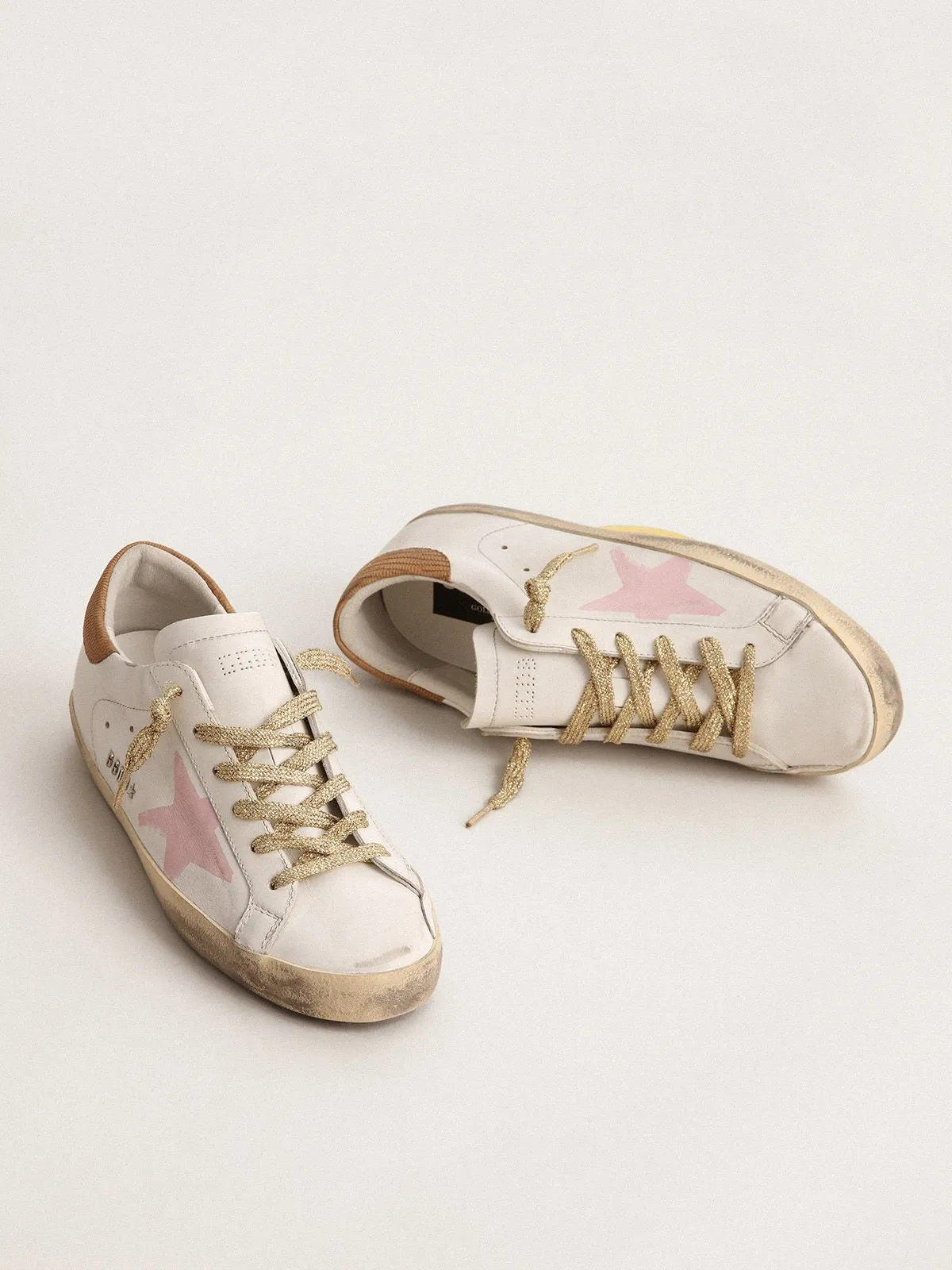 Super-Star LTD sneakers with pink screen printed star and snake-print leather heel tab