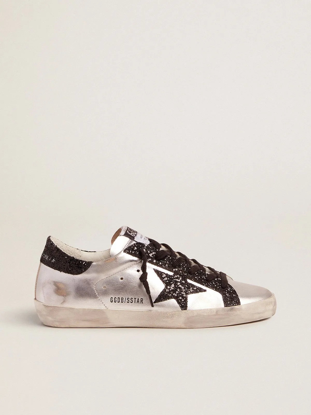 Silberne Super-Star-Sneaker mit Glitzerdetails