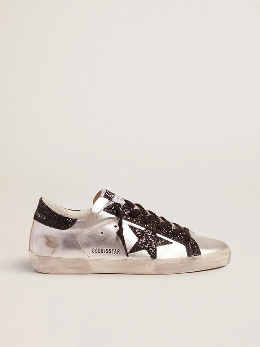 Sneakers Super-Star argento con dettagli glitter