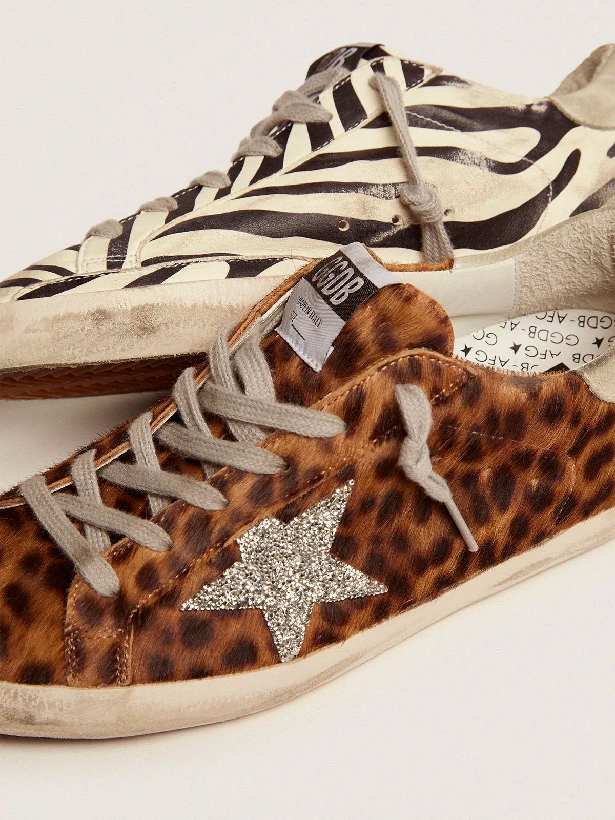 Sneakers Super-Star LTD in cavallino stampa animalier con stella in cristalli Swarovski