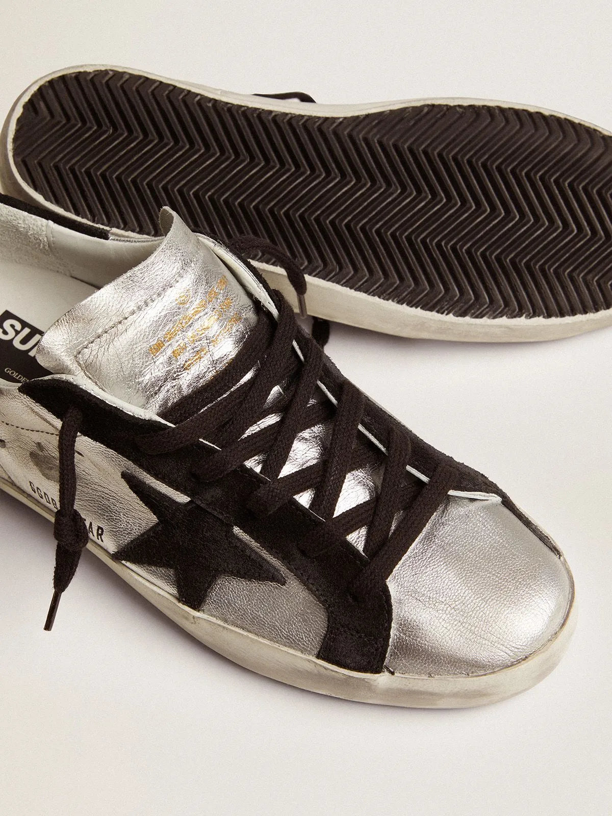 Super-Star sneakers in silver leather with contrasting inserts