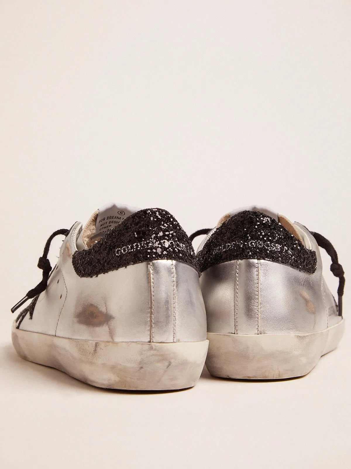 Sneakers Super-Star argento con dettagli glitter