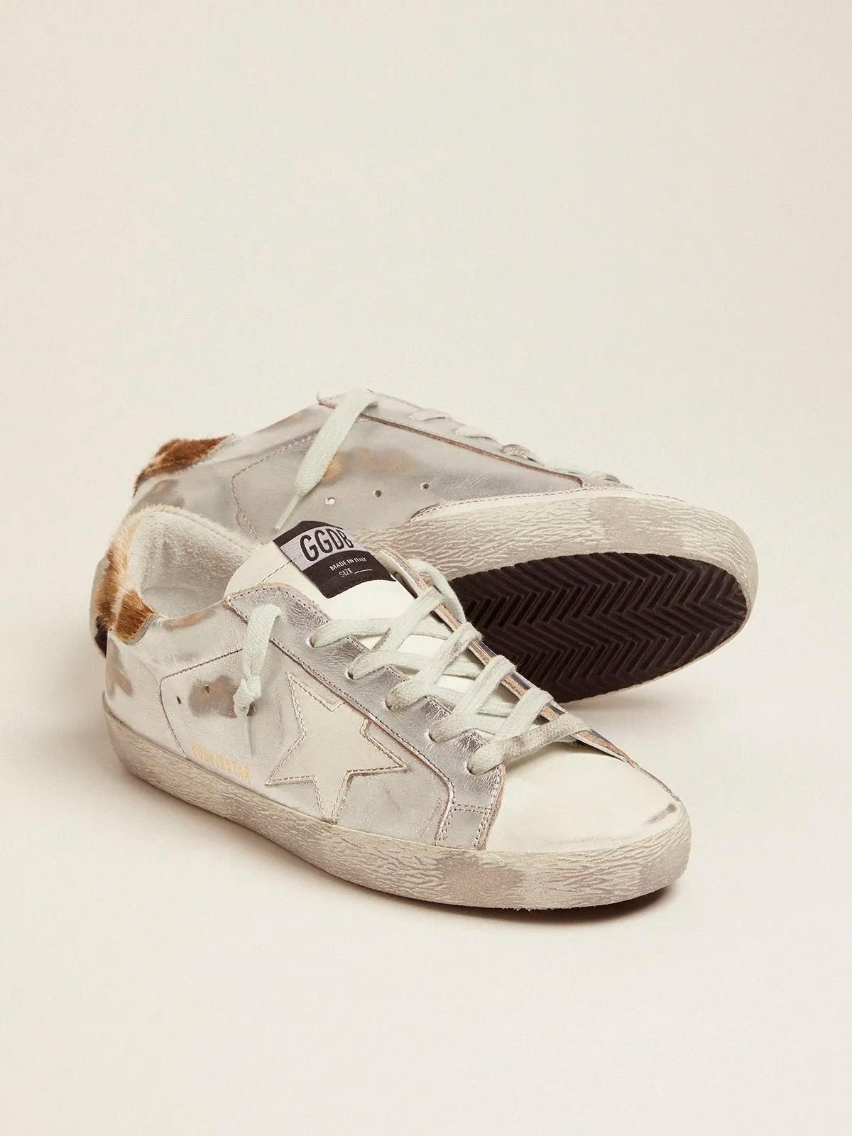 Laminated Super-Star sneakers with animal-print heel tab