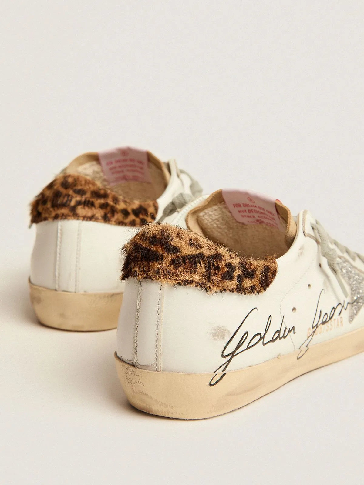 Super-Star sneakers with leopard-print pony skin heel tab and Swarovski crystal star